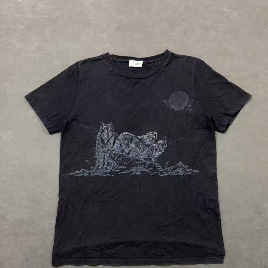 Saint Laurent 16SS Black Wolf Print Tee