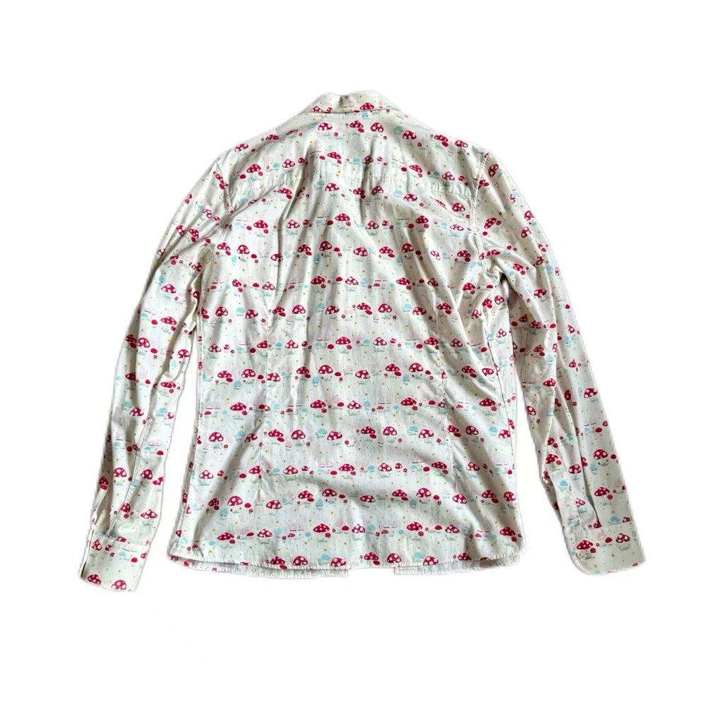 Walter Van Beirendonck Mushroom Print Patchwork Long Sleeve Shirt