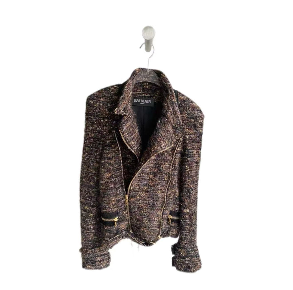 Blamain Tweed Biker Jacket