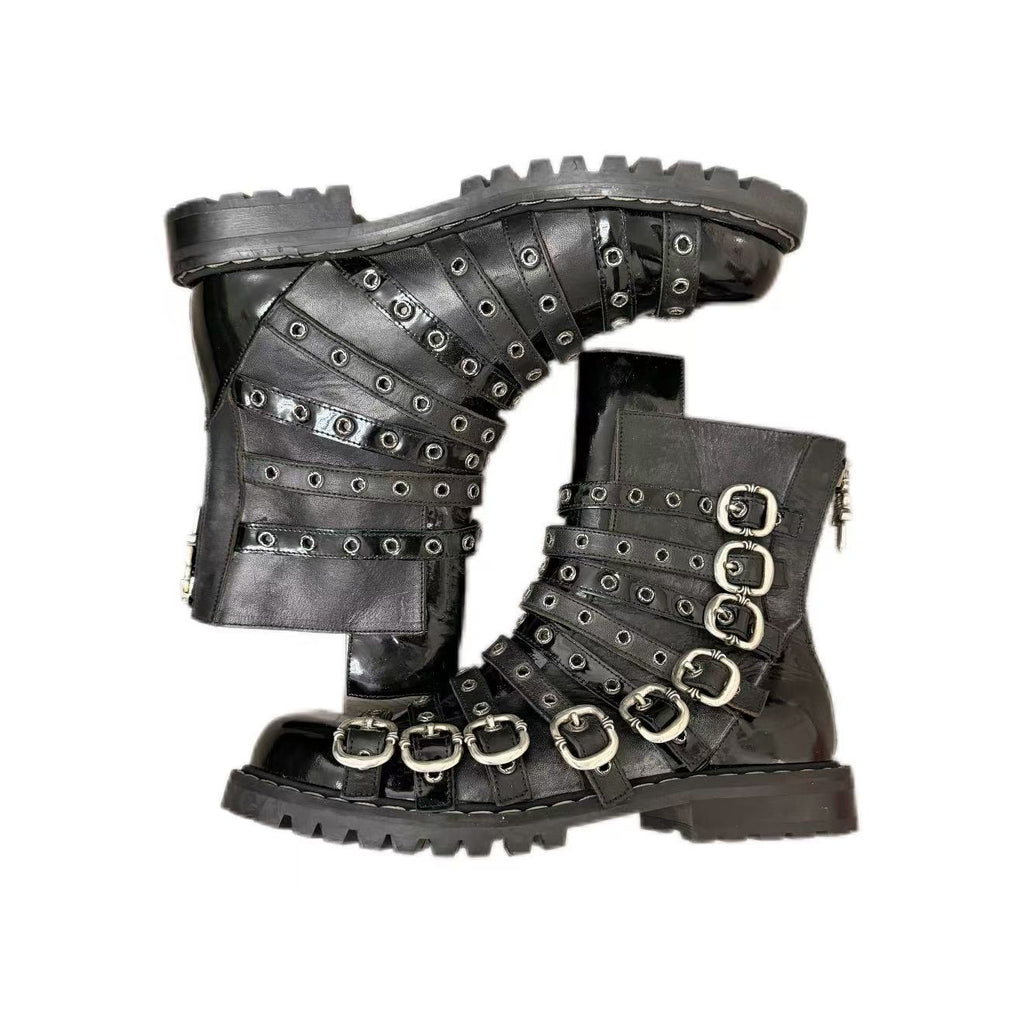 Chrome Hearts Gareth Pugh Multi-Strap Patent Leather Boots