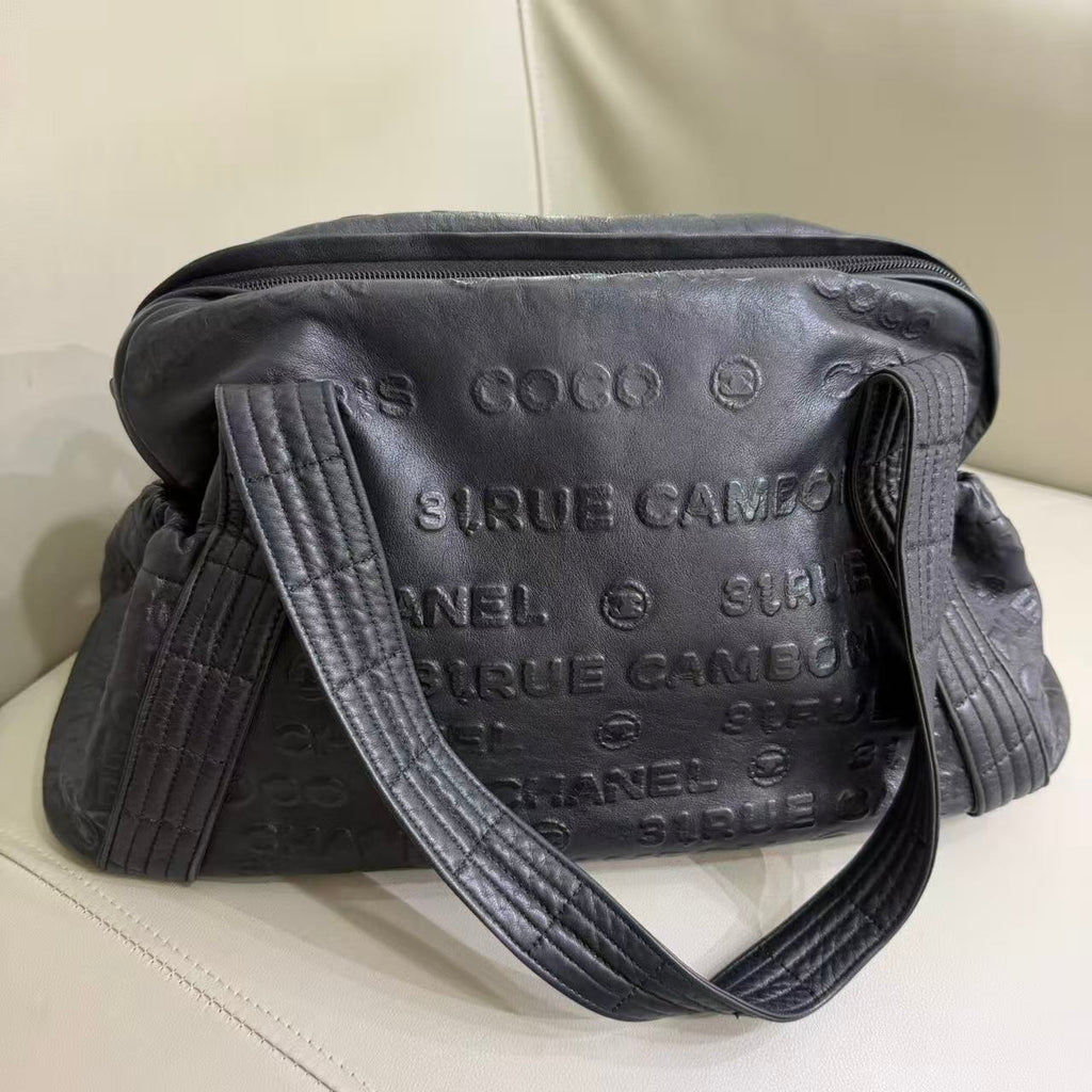 Chanel Black Embossed Bowling Bag