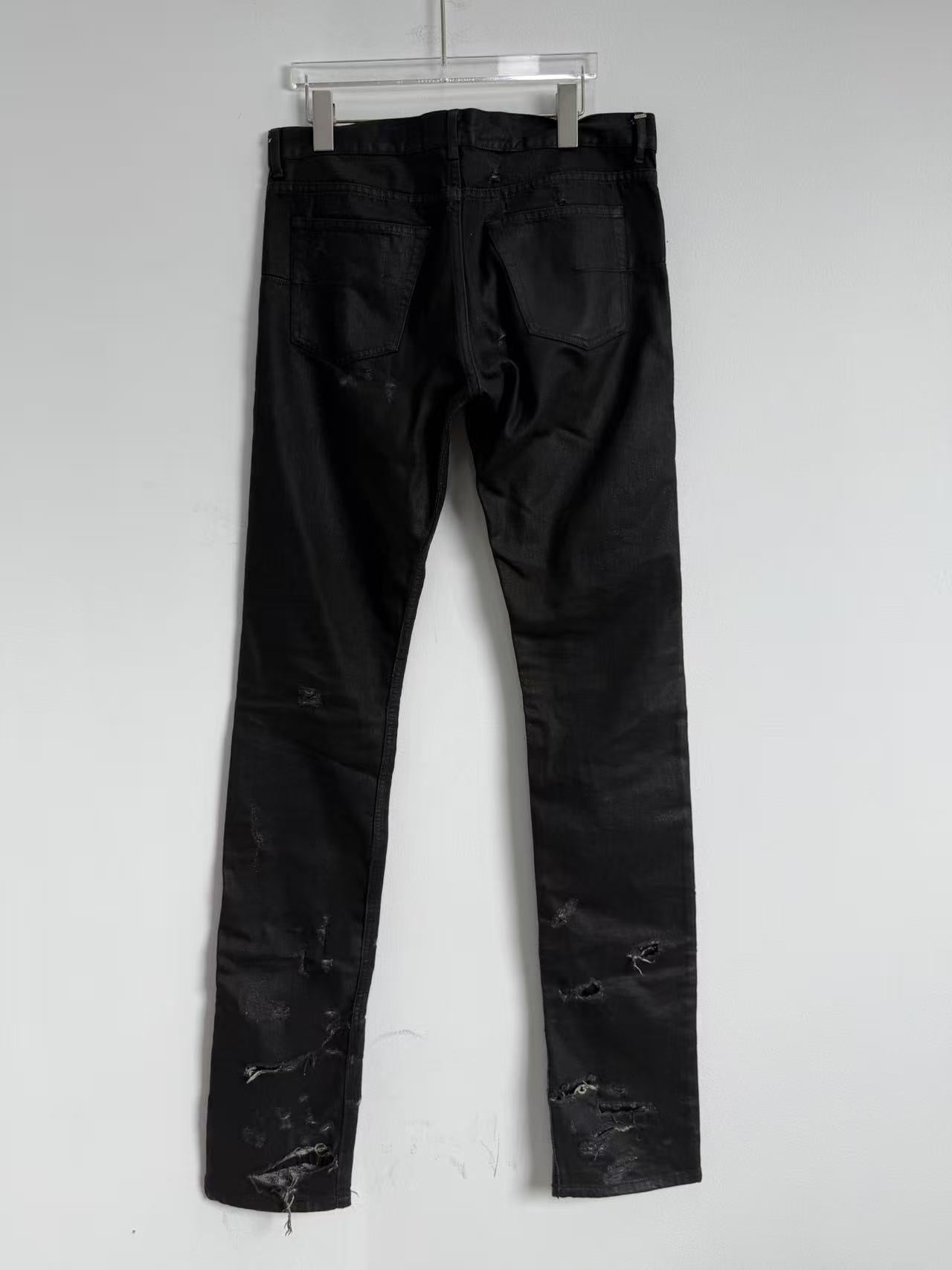 Dior homme 04 Hedi Slimane waxed destroyed denim jeans