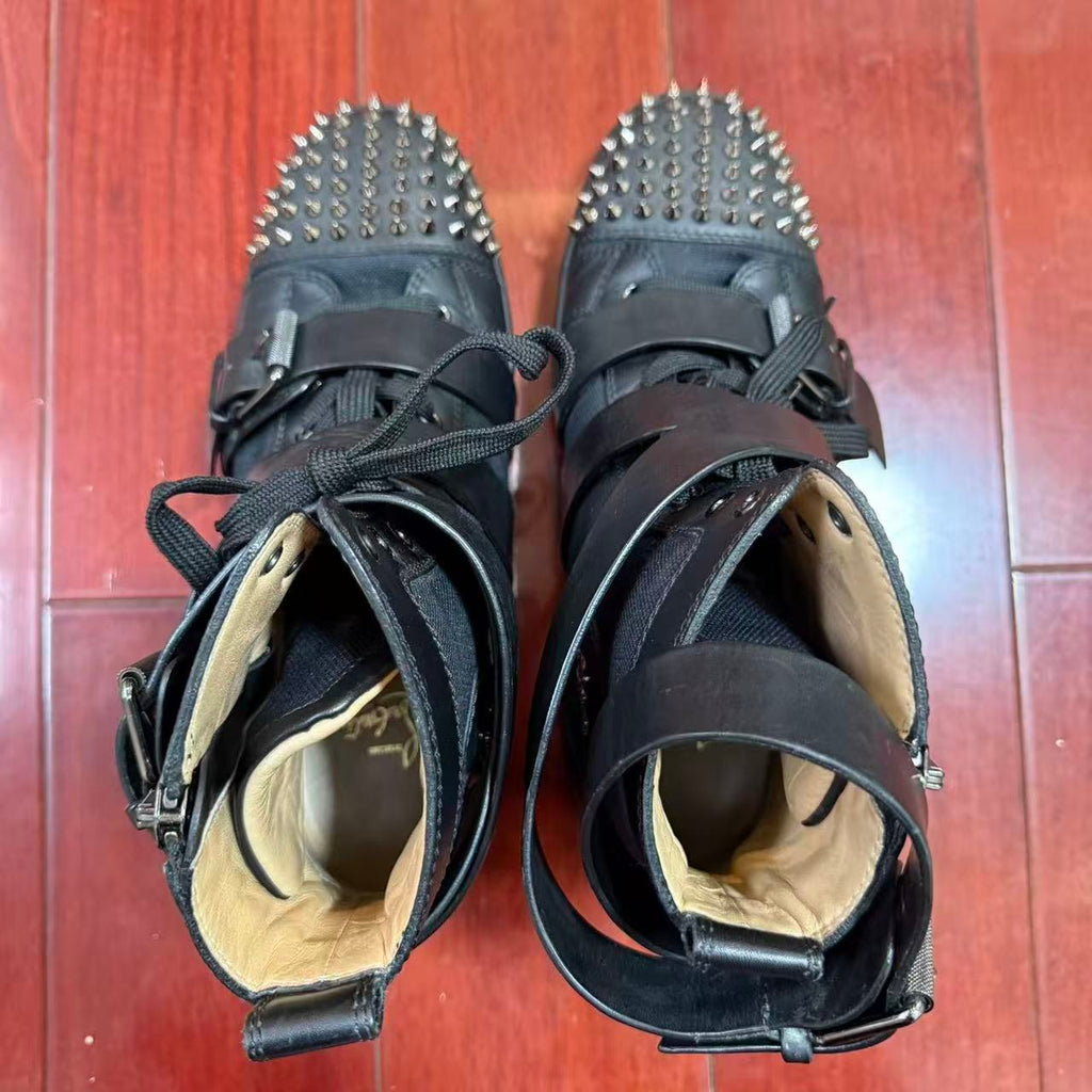 Christian Louboutin Black Canvas And Leather Snap Shoot Sneaker