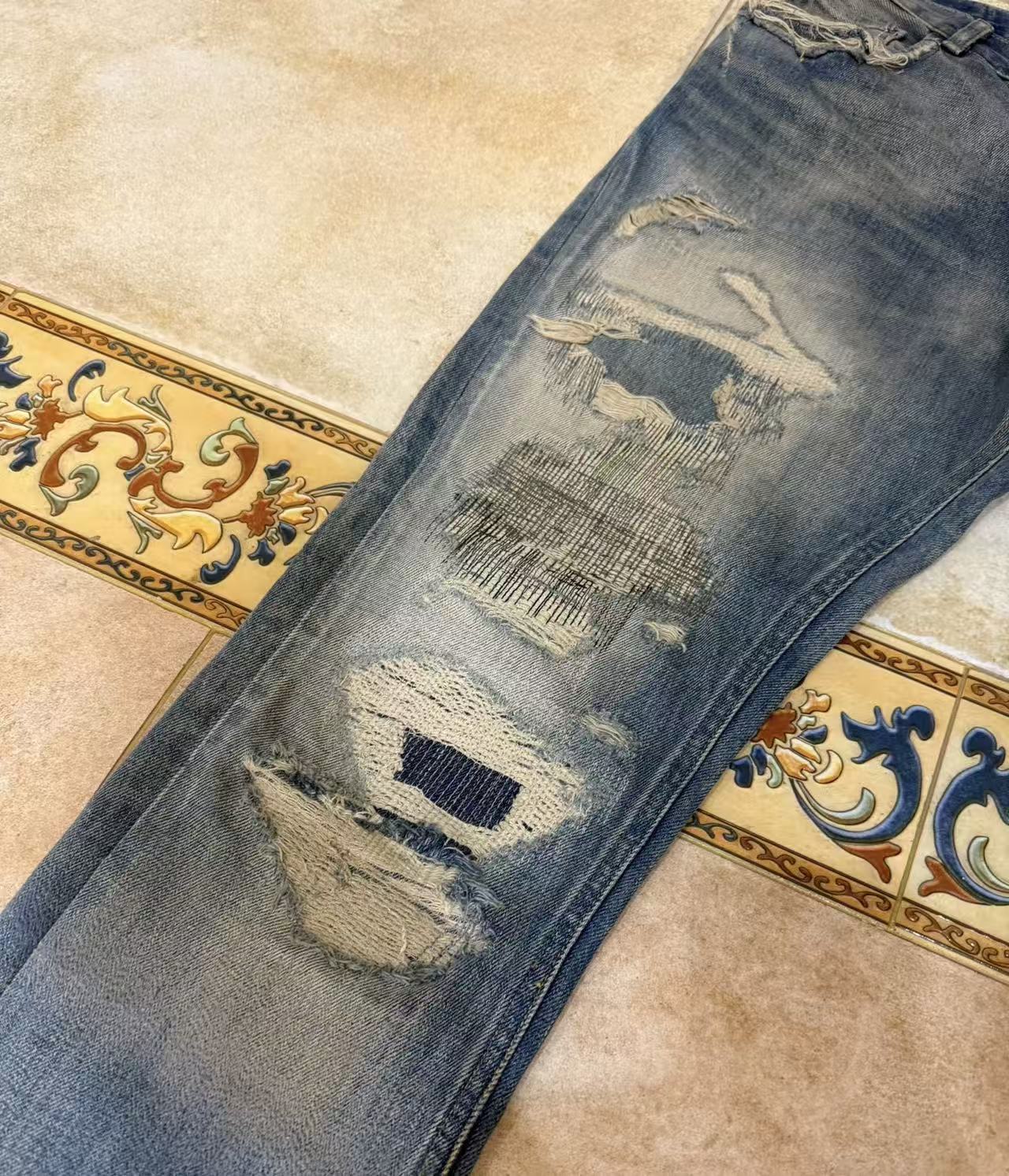 Undercover 04AW But Beautiful 68 Red Yarn Denim Jeans