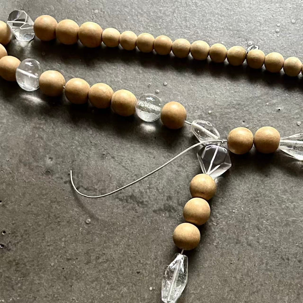 Number Nine 08SS Wooden Rosary Cross Necklace