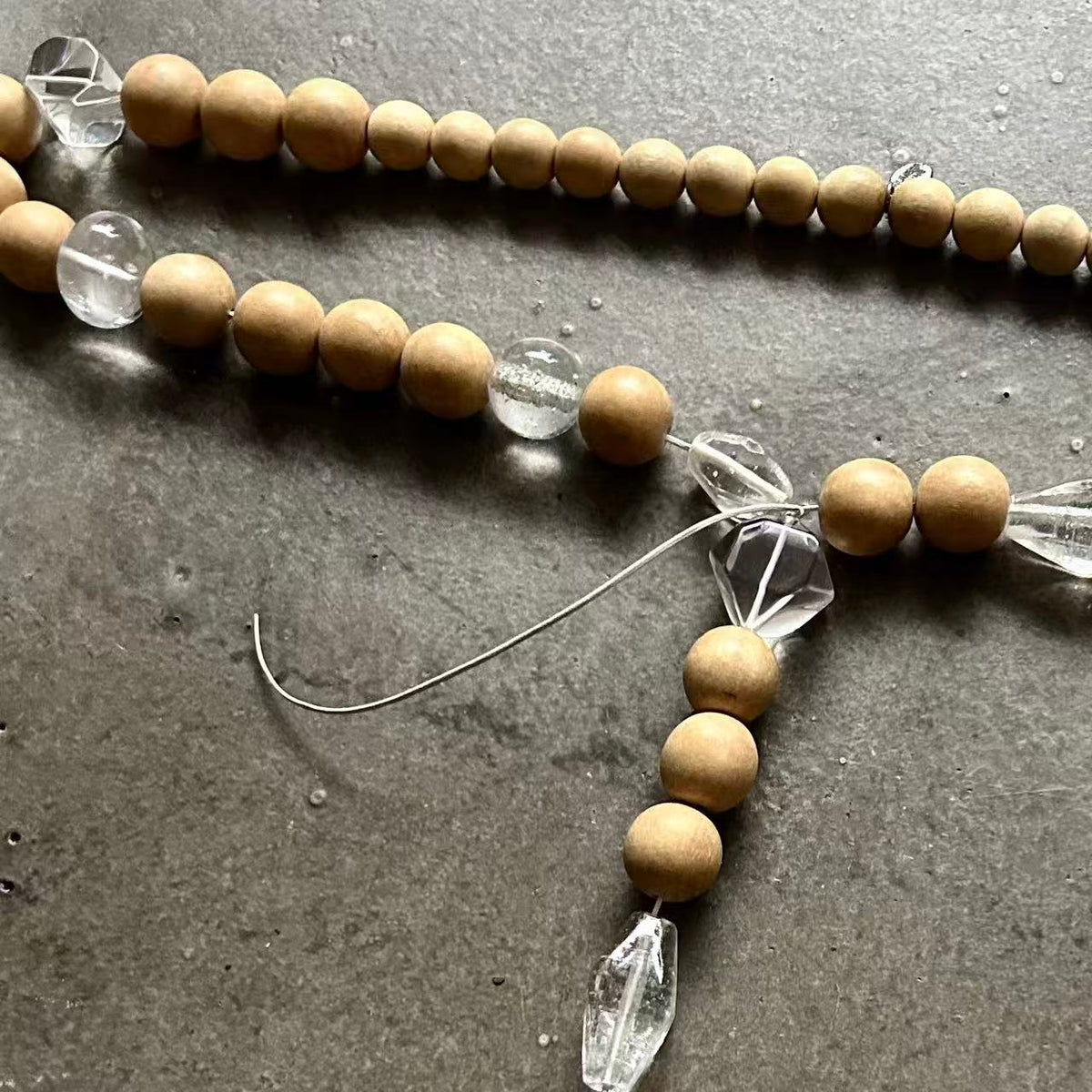 Number Nine 08SS Wooden Rosary Cross Necklace