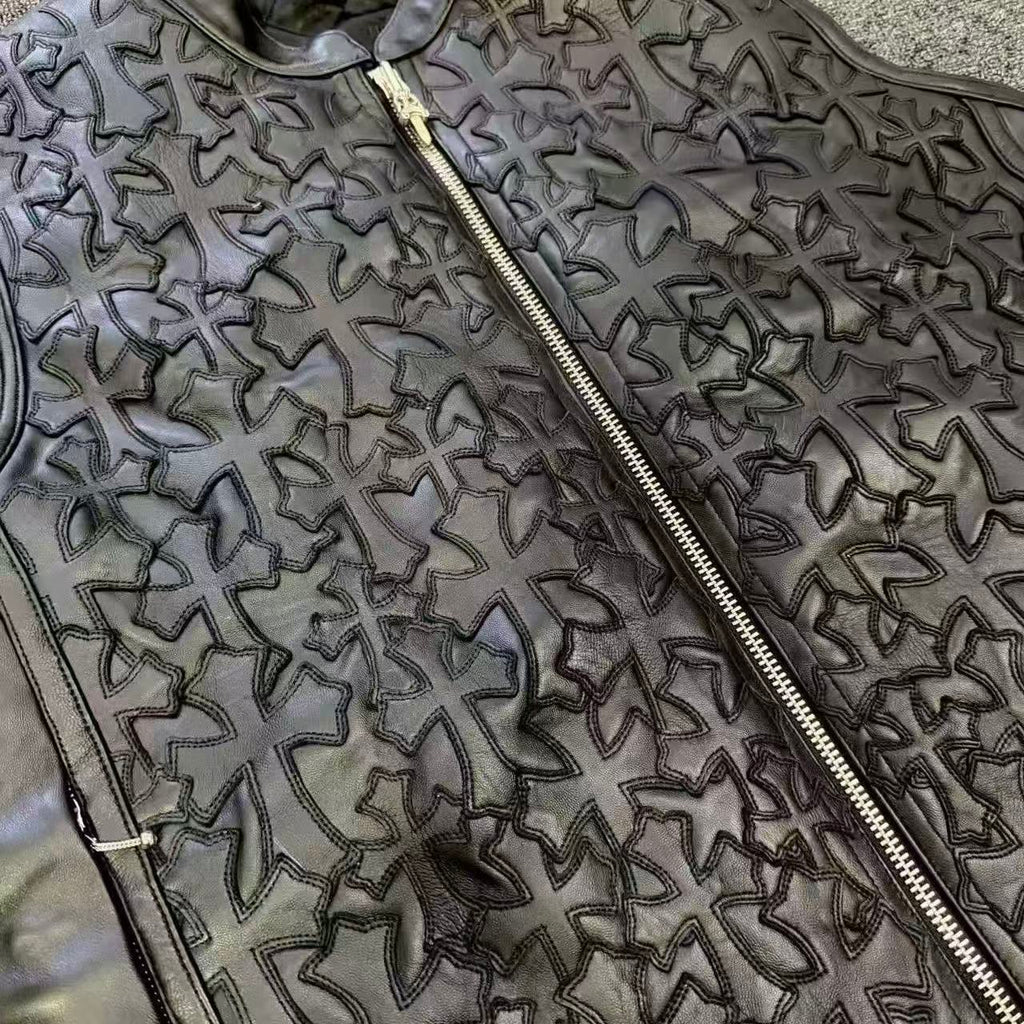 Chrome Hearts Leather Cross Patch Vest
