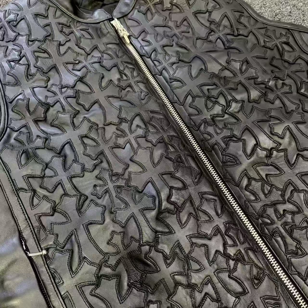 Chrome Hearts Leather Cross Patch Vest