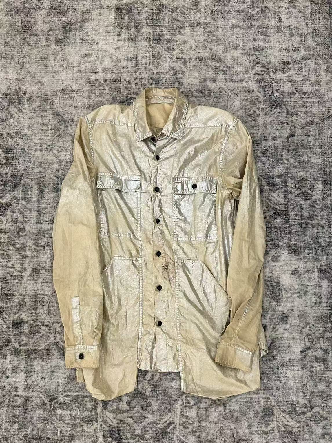 Rick Owens 14FW Moody Metallic Silver Coated Shirt