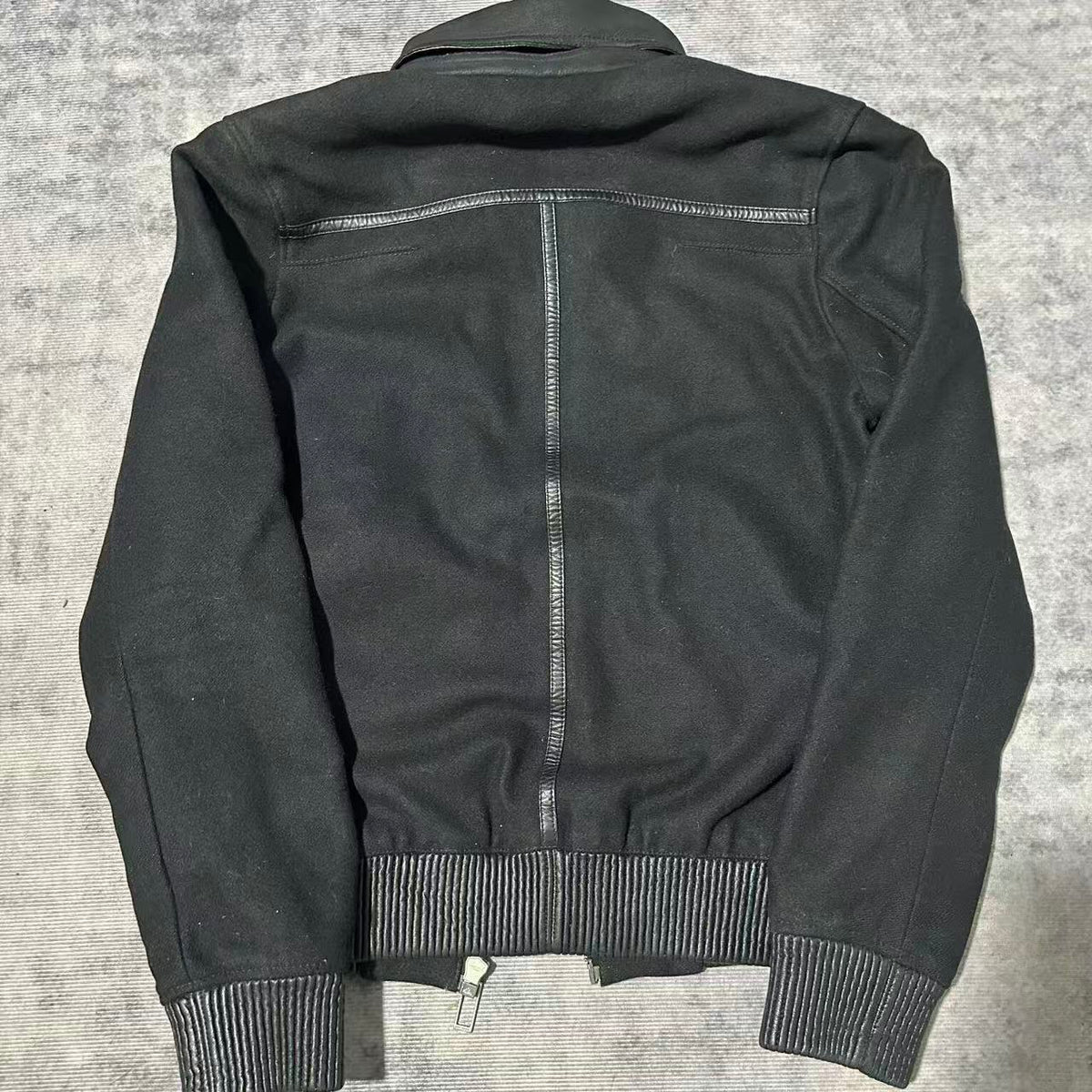 Dior Homme Dark Wool Leather Bomber Jacket