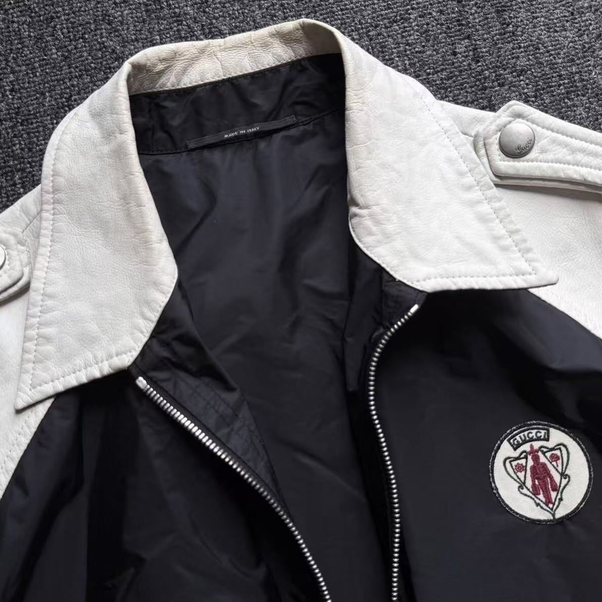 GUCCI 07AW Knight Crest Leather Biker Jacket