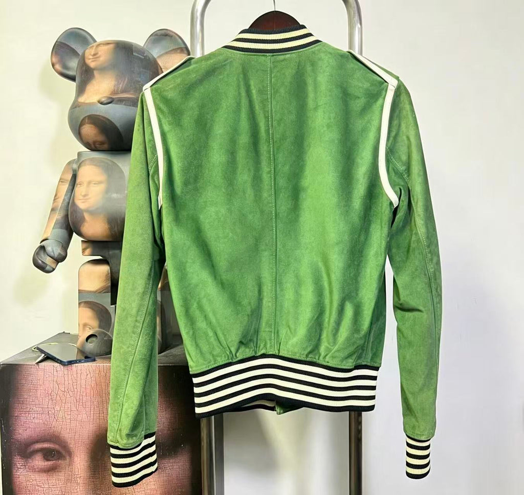 Gucci Green Suede Varsity Jacket