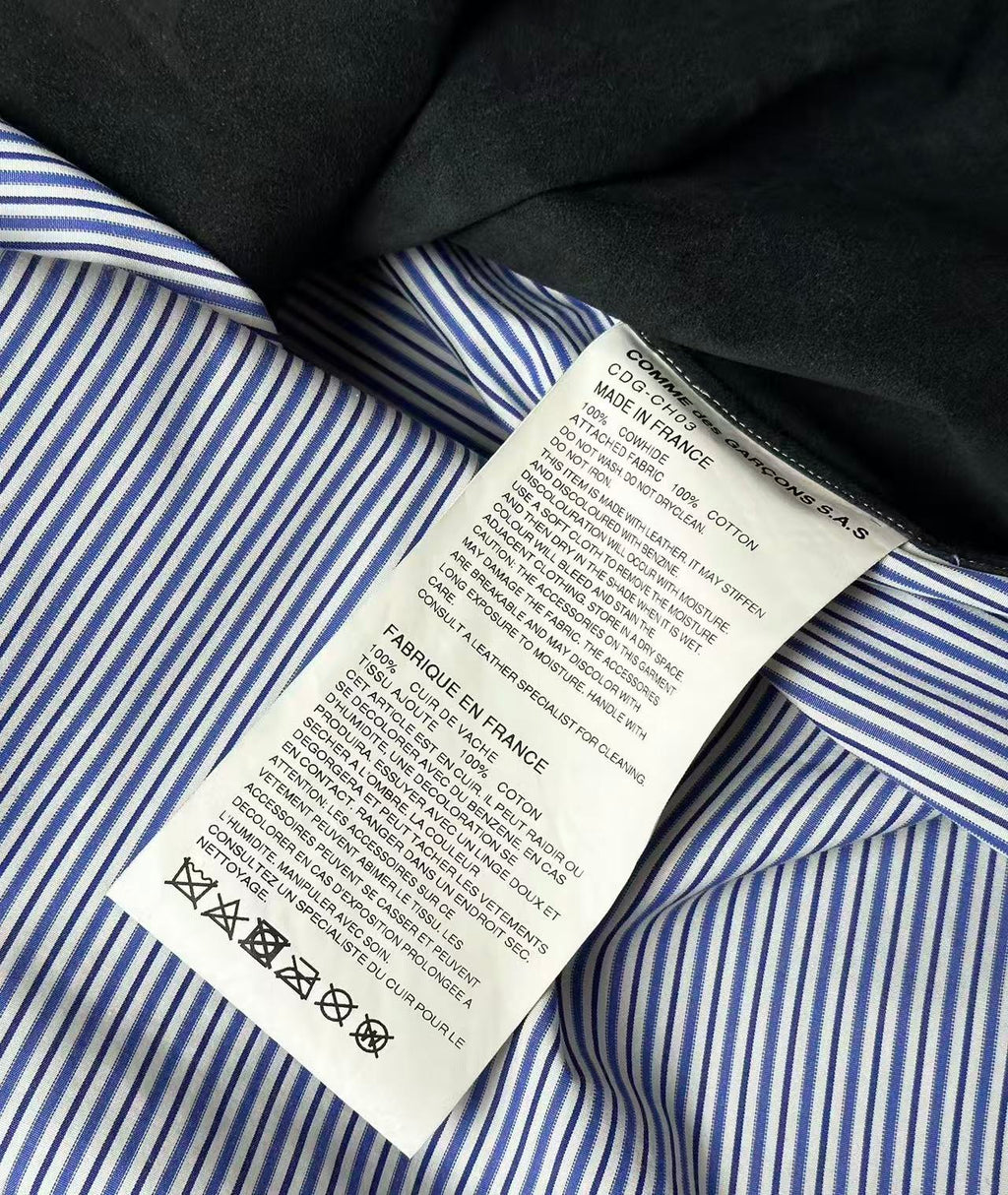 Chrome Hearts Comme des Garcons Leather Front Blue Stripe Shirt