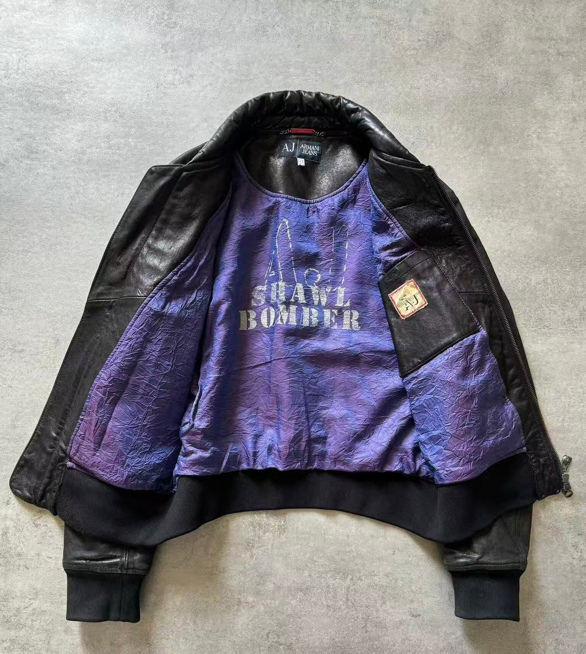 Armani Jeans Shawl Bomber Leather Jacket