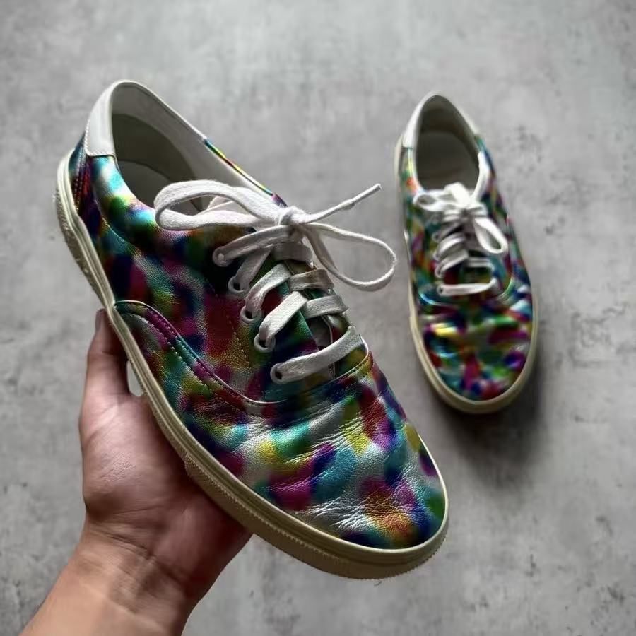 Saint Laurent paris 14AW Rainbow Metallic Iridescent Blotched Sneakers