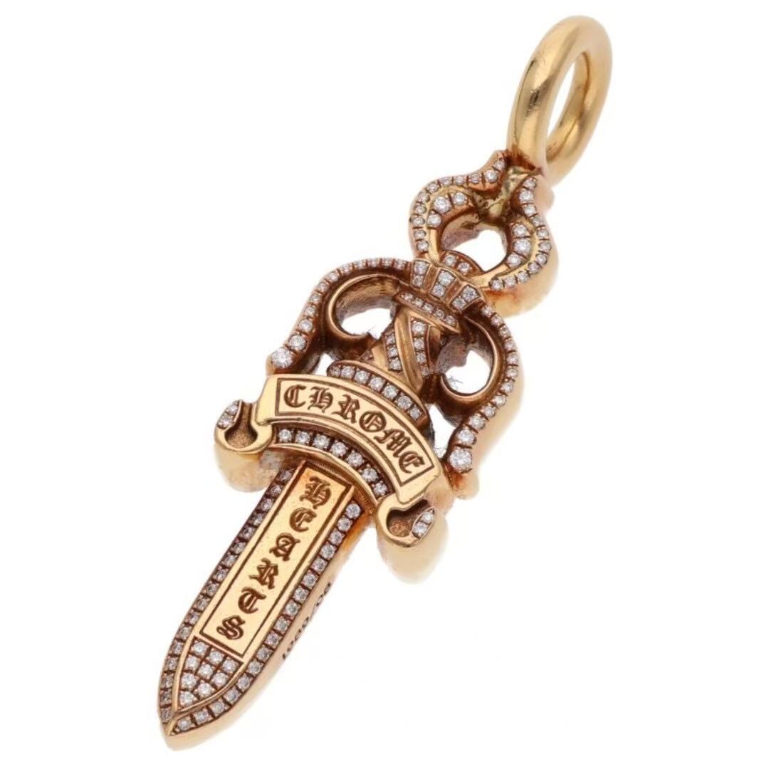 Chrome Hearts 22k Gold&Diamond Dagger Pendant