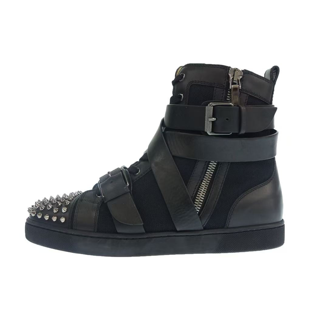 Christian Louboutin Black Canvas And Leather Snap Shoot Sneaker