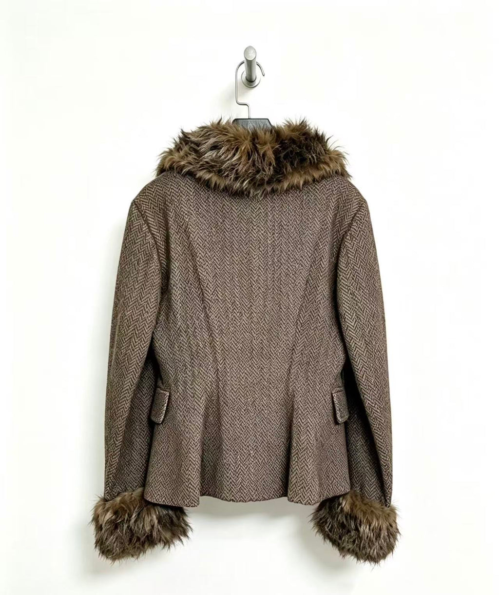 Lemaire 98AW Fur Collar Wool Jacket