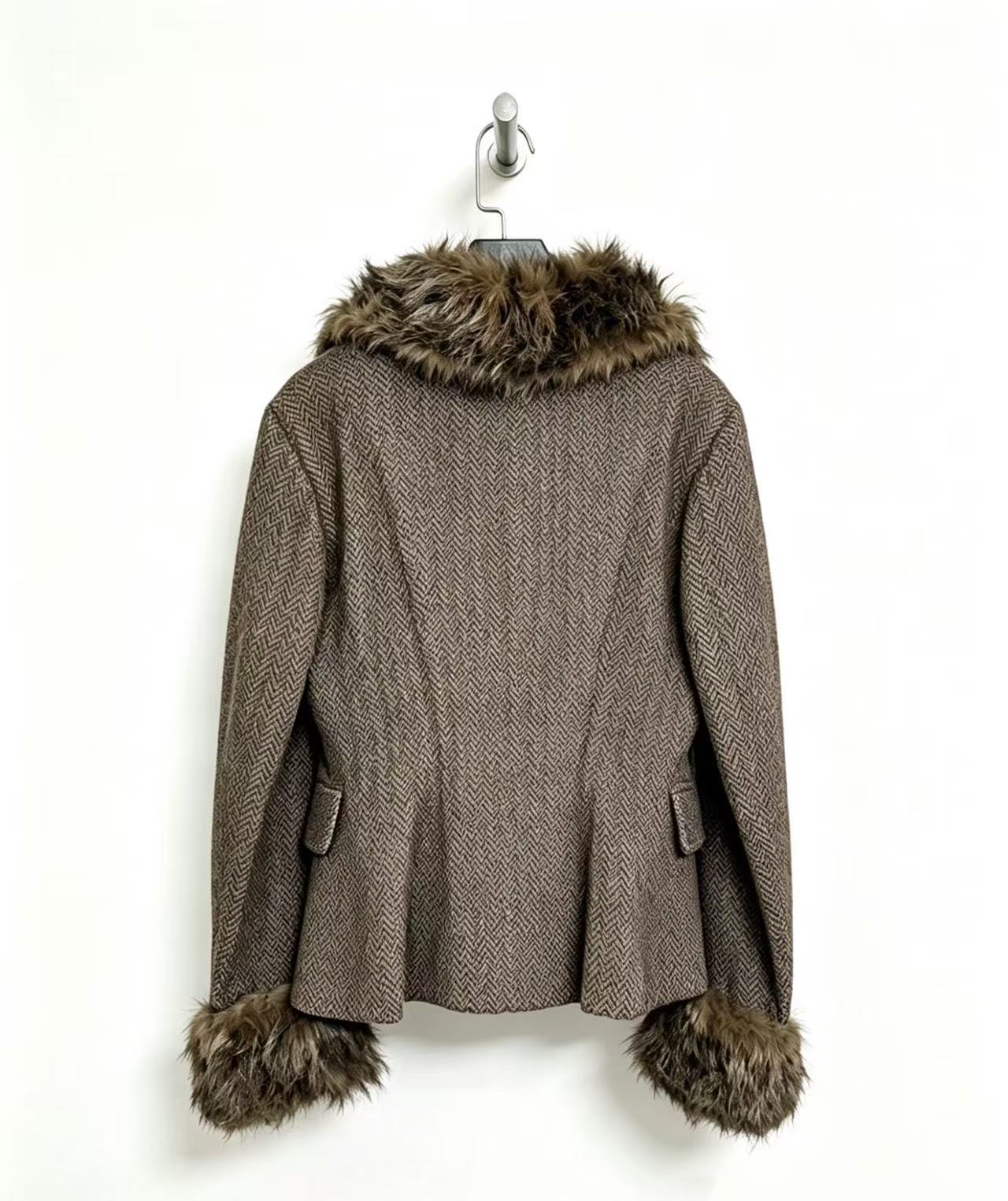 Lemaire 98AW Fur Collar Wool Jacket
