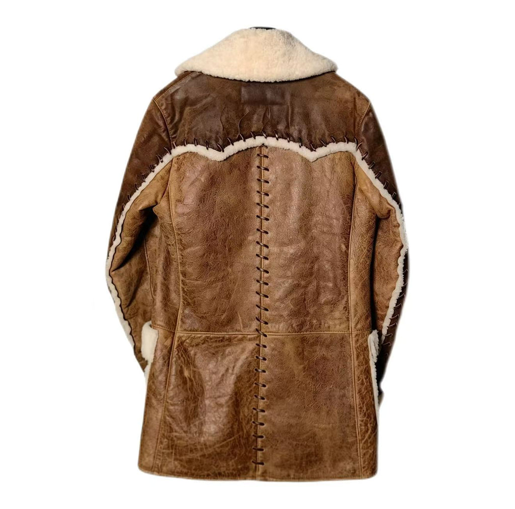 DSQUARED2 Vintage Deer Embroidery Shearling Coat