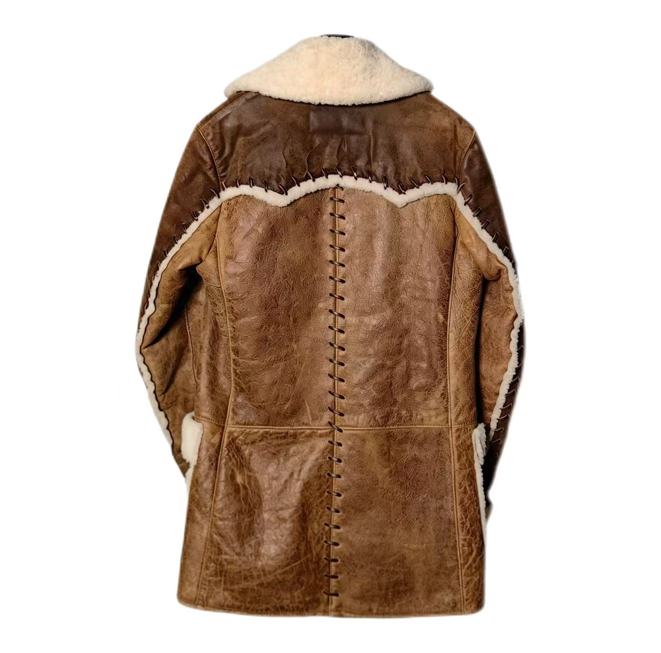 DSQUARED2 Vintage Deer Embroidery Shearling Coat