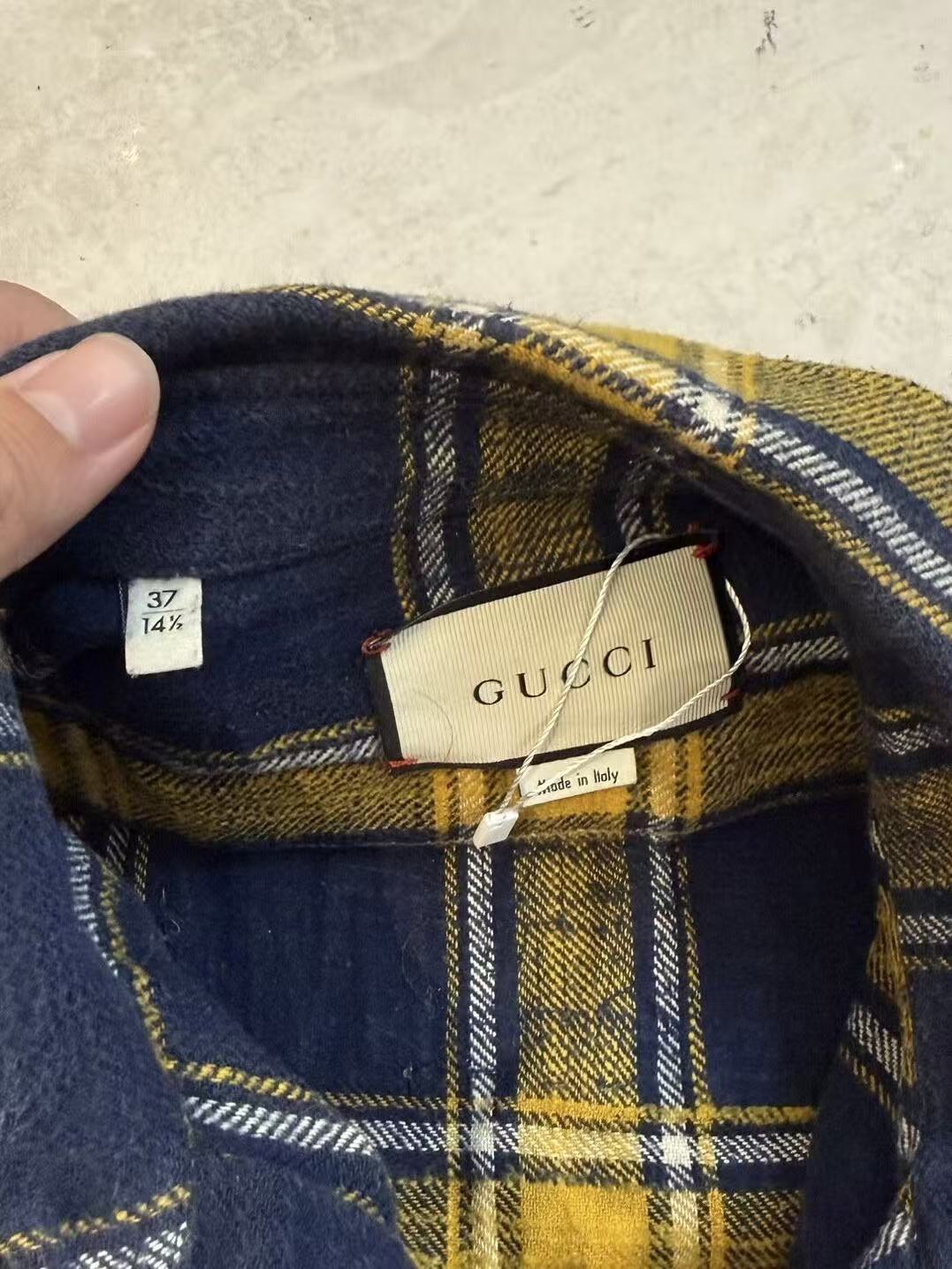 Gucci 17SS Animalium Wolf Embroidered Check Flannel Shirt
