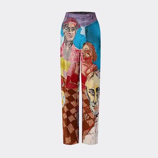 Louis Vuitton 23FW Multi-Color Artistic Print Wide-Leg Casual Pants