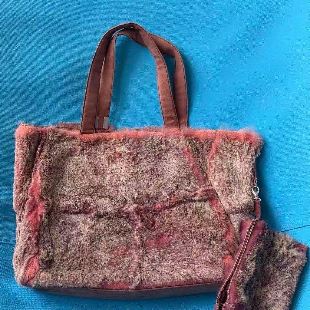 Chanel COCO Mark Fur Suede Hand Bag