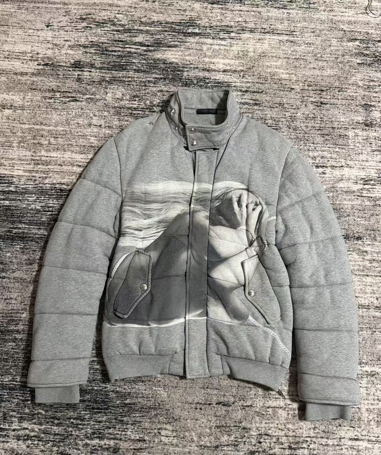 Givenchy Goddess Printed Padded Jacket - Grey Fall 2013 Menswear by Riccardo Tisci