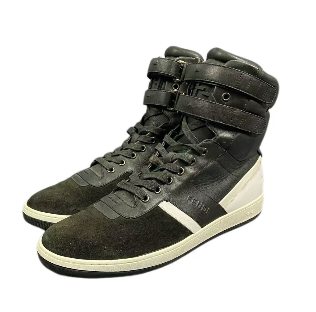 Fendi High-Top Belted Leather Sneakers