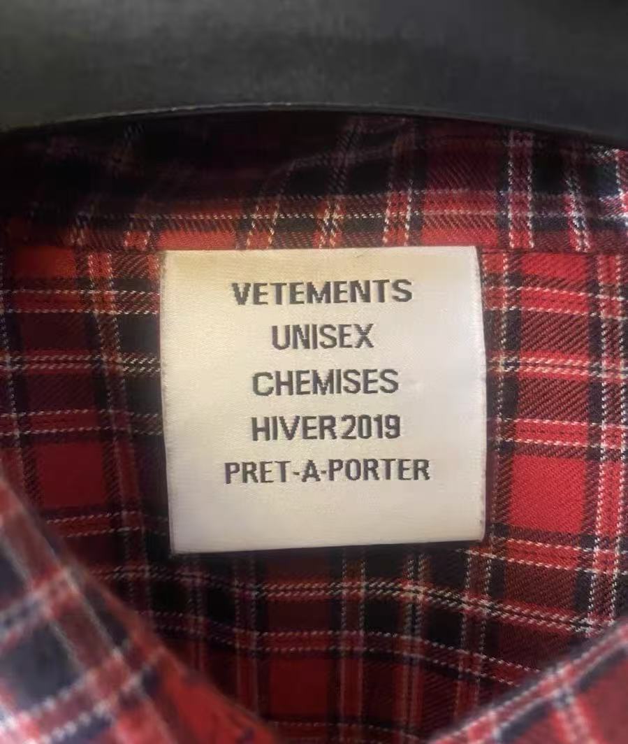 Vetements 18fw Sticker Plaid Flannel Shirt