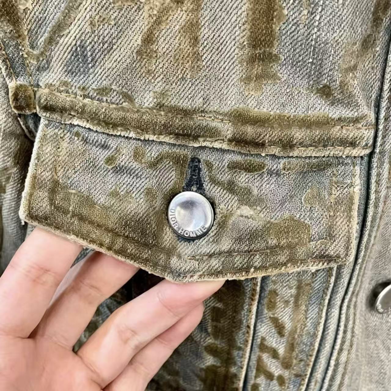 Dior Homme 04ss Strip Bleu Clair Waxed Denim Jacket