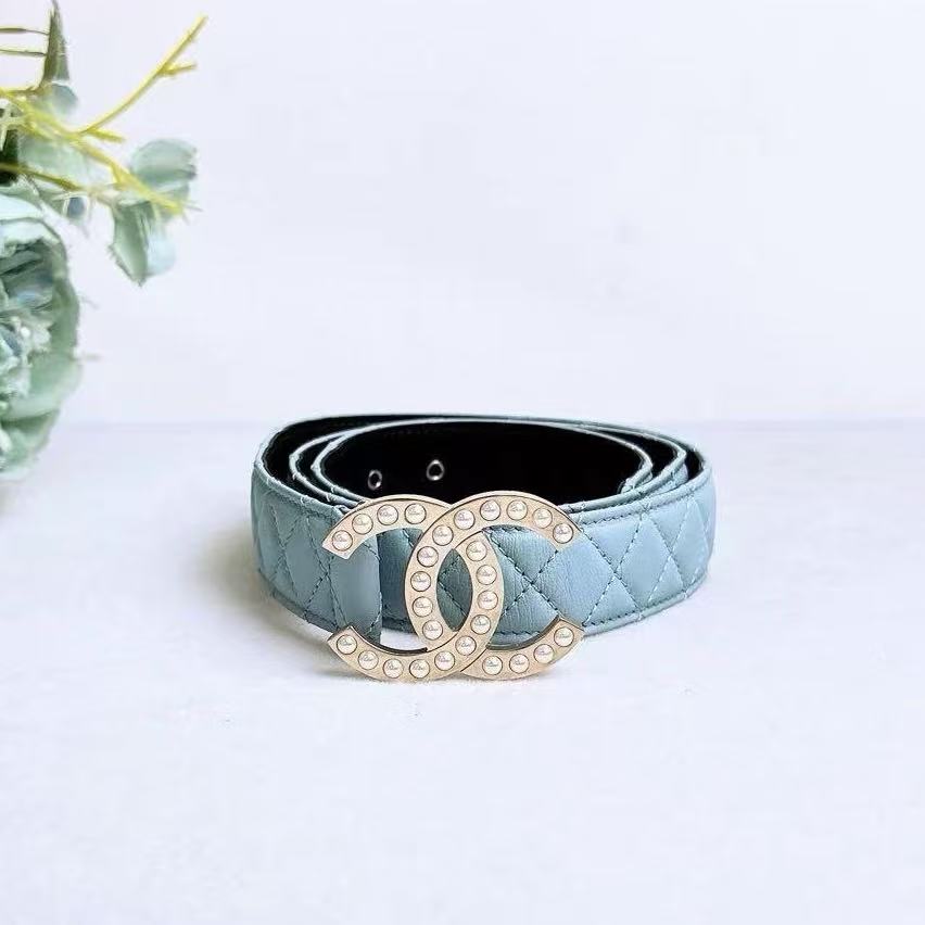 Chanel Light Blue Leather Belt