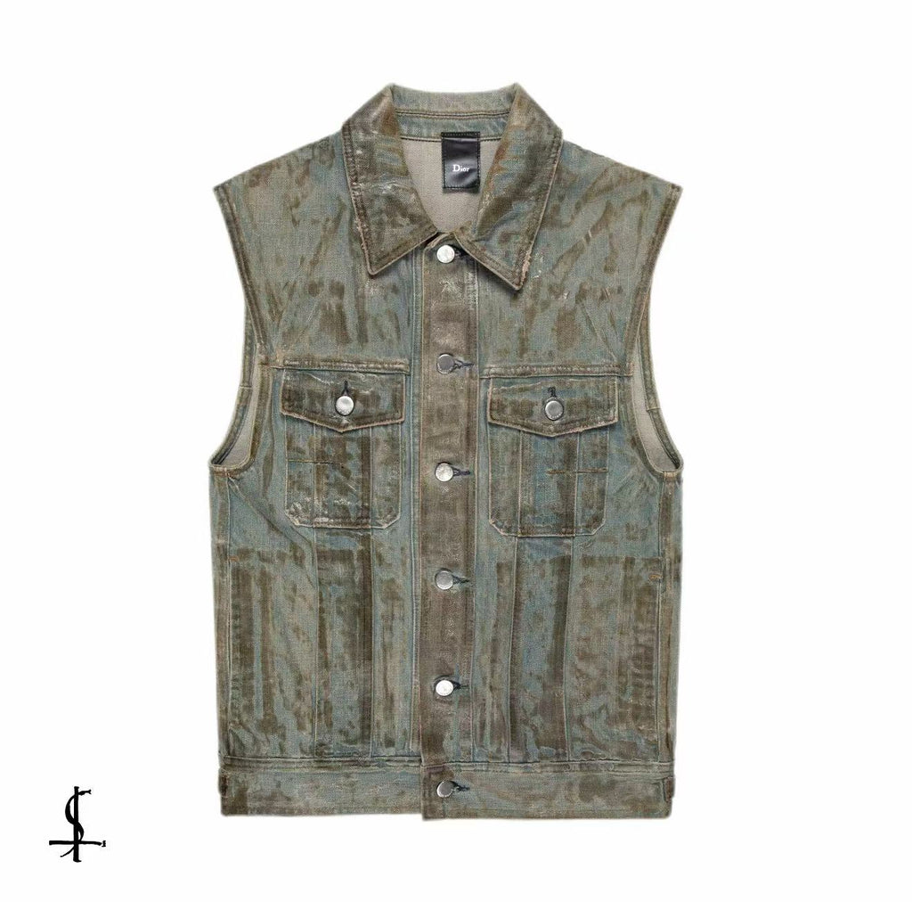 Dior Homme 2004SS Strip Waxed Denim Vest