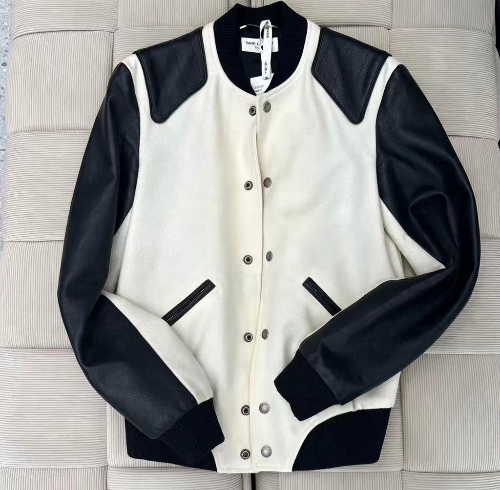 Saint Laurent Heaven Teddy Varsity Jacket