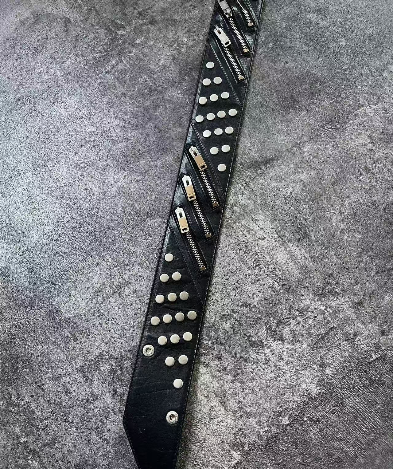 Saint Laurent Black Studded Leather Belt