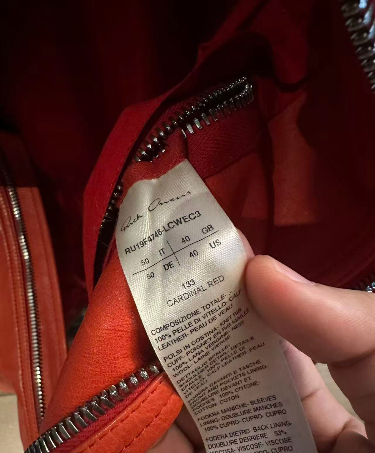 Rick Owens 19FW Larry Red Rotterdam Chain Jacket