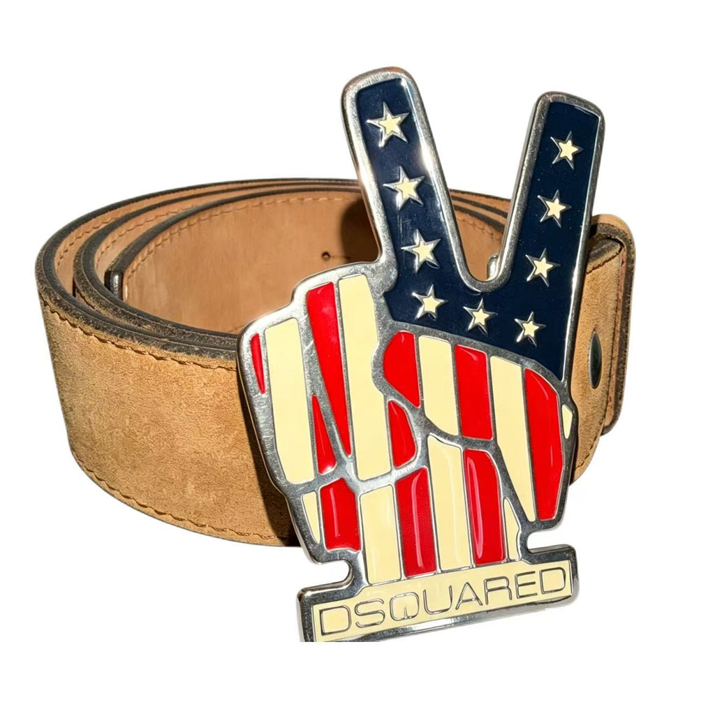 dsquared2 V-shaped hand shaped national flag belt