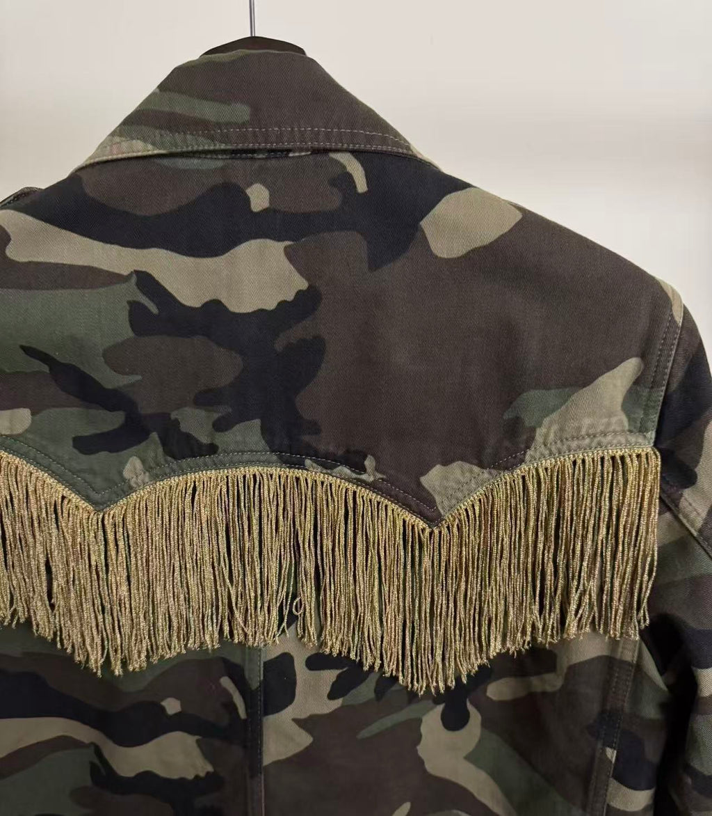 Saint Laurent 15SS Fringe Military Jacket
