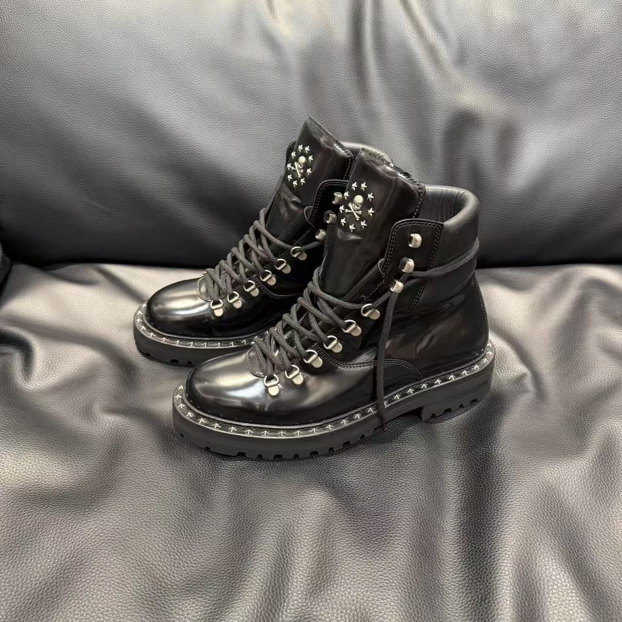 Philipp Plein Leather Hiking Boots