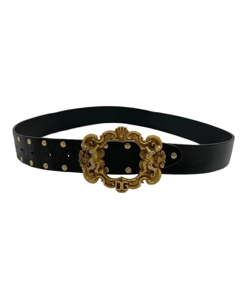 Dolce & Gabbana 06FW Baroque Angel Buckle Studded Leather Belt