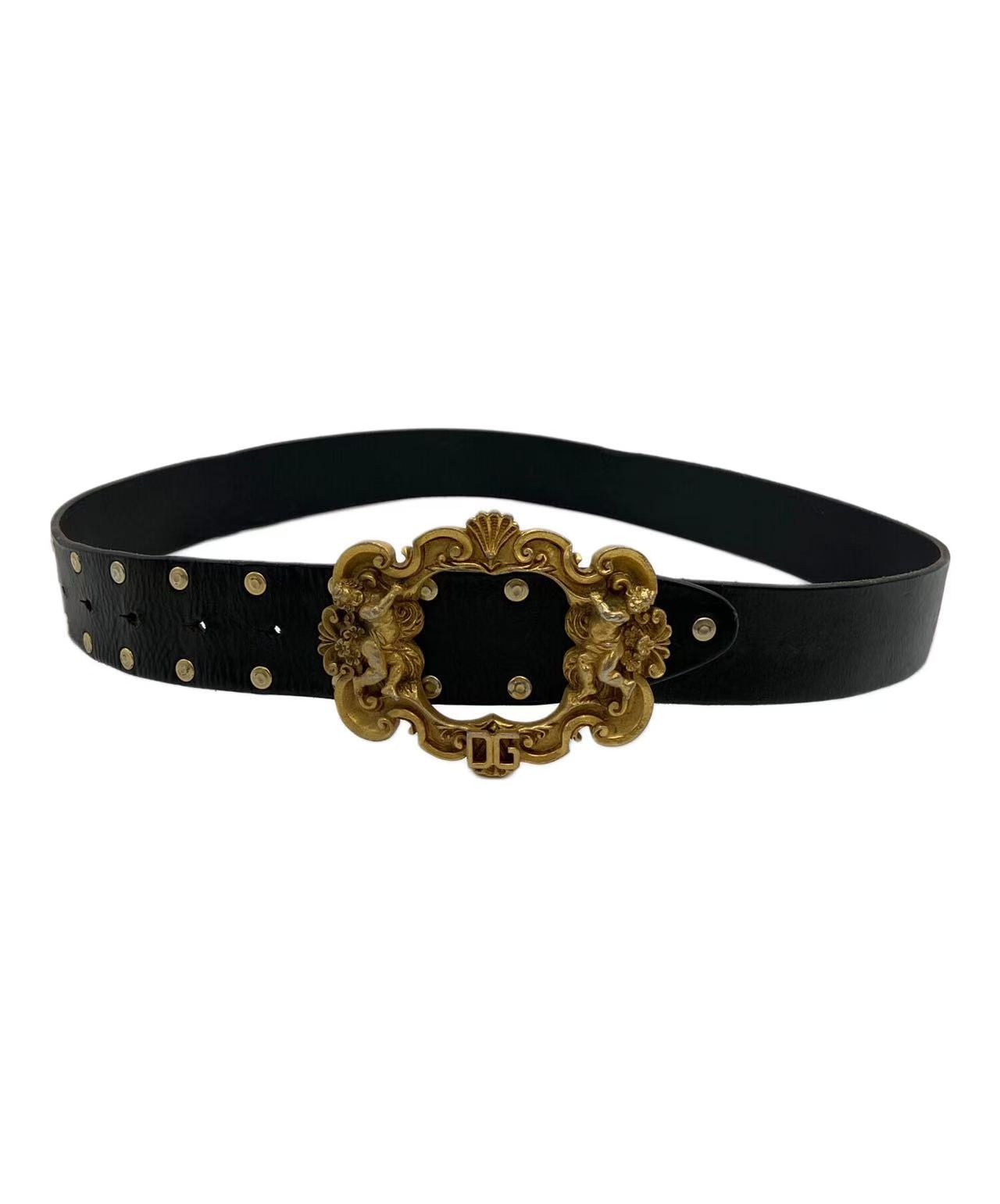 Dolce & Gabbana 06FW Baroque Angel Buckle Studded Leather Belt