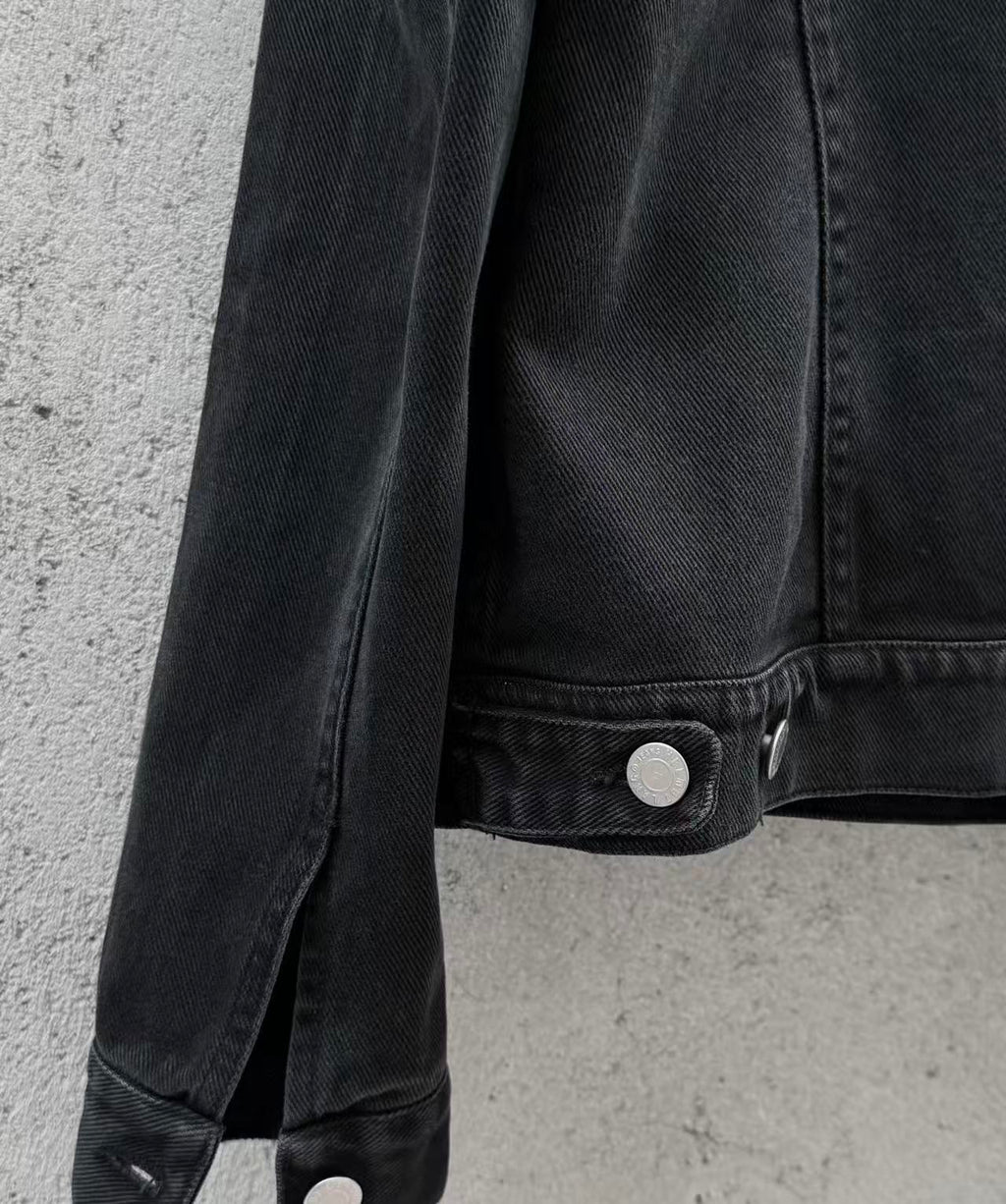 Helmut Lang Vintage 00s Black Denim Cotton Denim Trucker Jacket