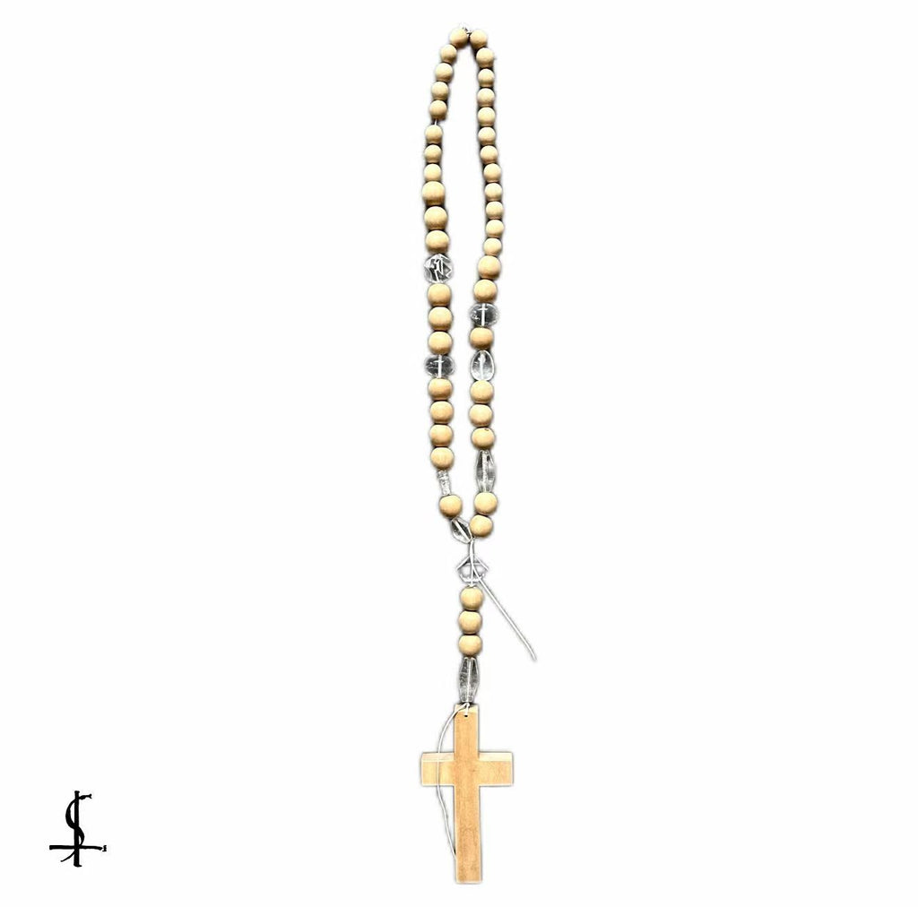 Number Nine 08SS Wooden Rosary Cross Necklace