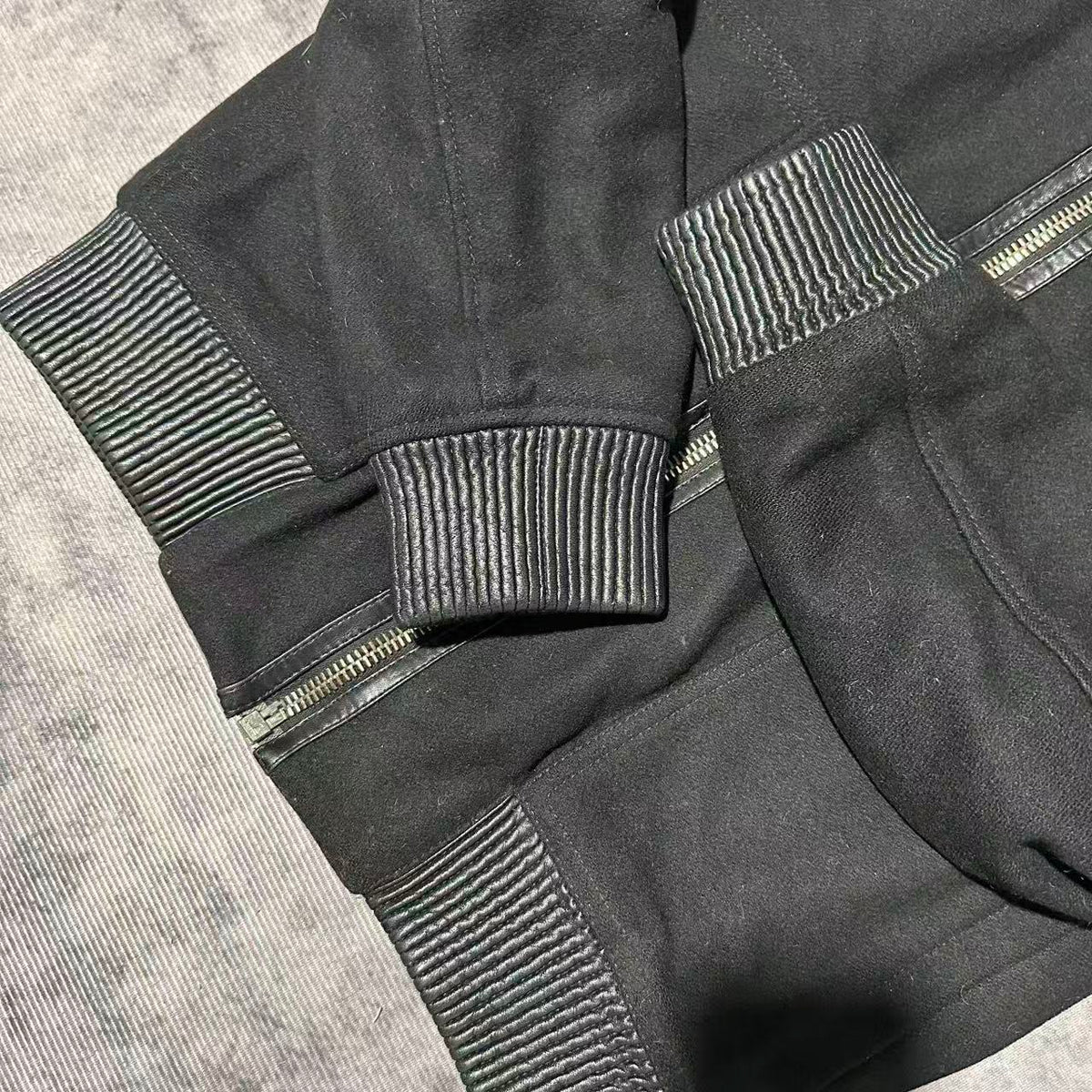 Dior Homme Dark Wool Leather Bomber Jacket