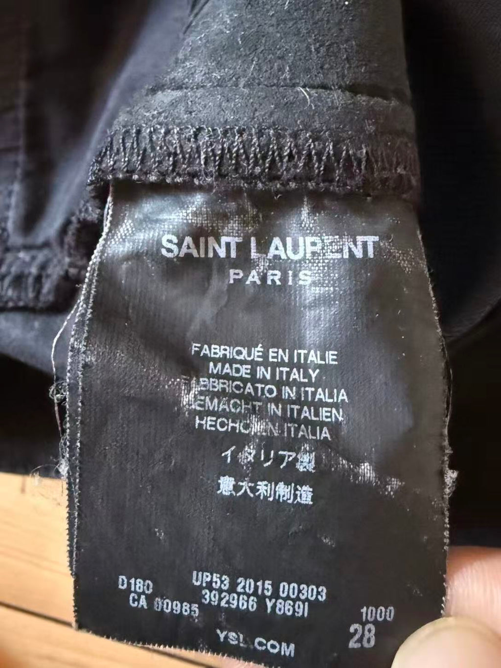 Saint Laurent Paris 5-Zip Biker Leather Paneled Denim Jeans