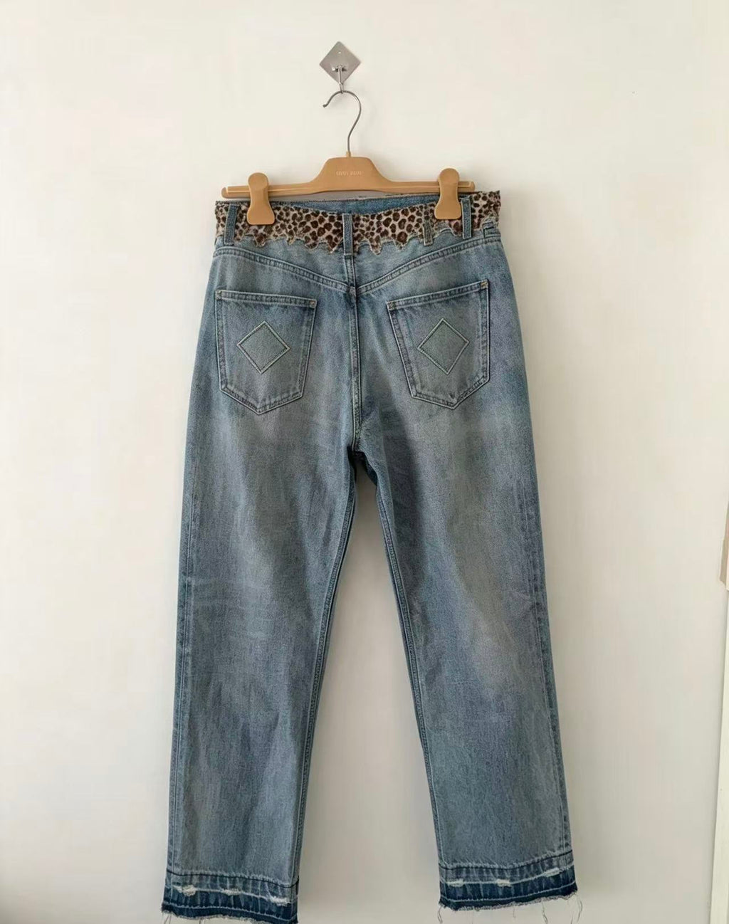 Celine 23SS Wesley Leopard Jeans in Zuma Wash Denim