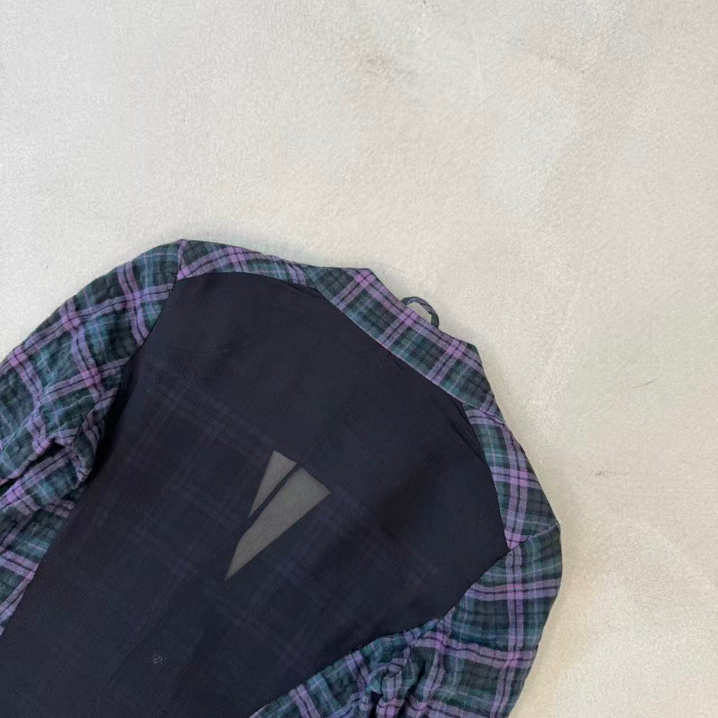 Chrome Hearts No‑Collar Tartan Check Blazer