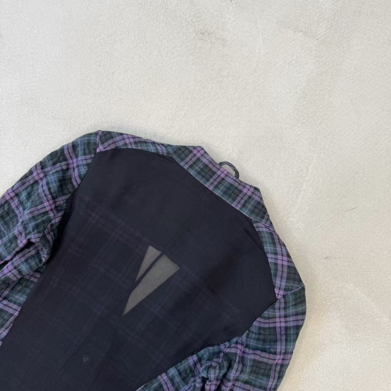 Chrome Hearts No‑Collar Tartan Check Blazer