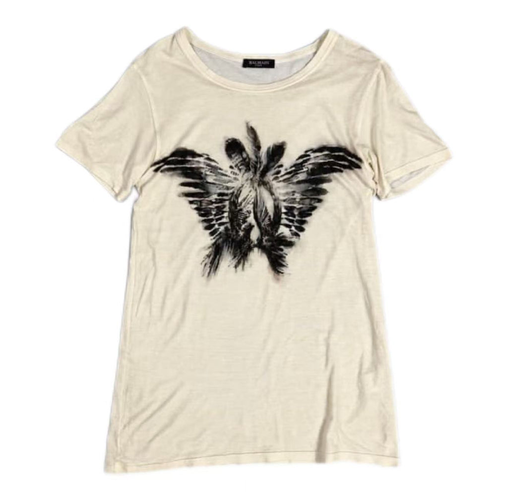 Balmain 12SS Off‑white Ink Wash Butterfly Wing Print Tee
